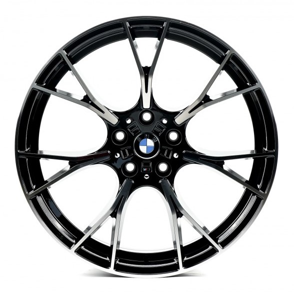 B1617 9.5x20 5x112 ET38 DIA 66.6 Gloss black with Machined Face