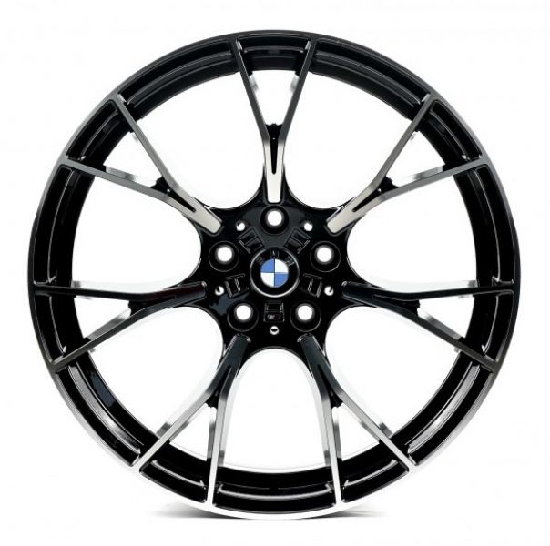 B1617 8.5x20 5x112 ET27 DIA 66.6 Gloss black with Machined Face