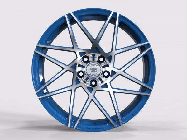 Ws 2107 9.5x19 5x114.3 ET52.5 DIA 70.5 Gloss Blue with Machined Face