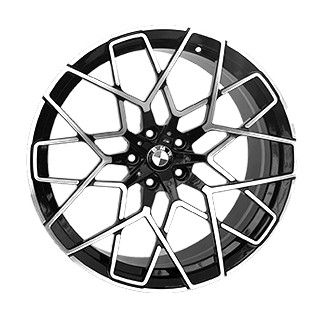 B1178 10.5x20 5x112 ET28 DIA 66.6 Gloss black with Machined Face