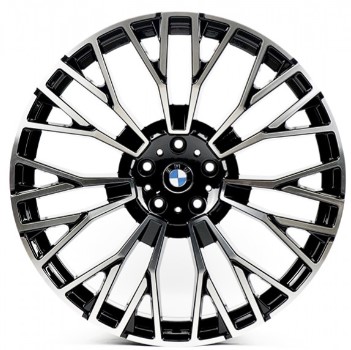 B7114 9.5x22 5x120 ET40 DIA 74.1 Gloss black with Machined Face