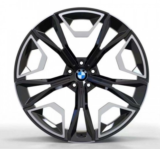 B9064 9.5x22 5x112 ET37 DIA 66.5 Gloss black with Machined Face
