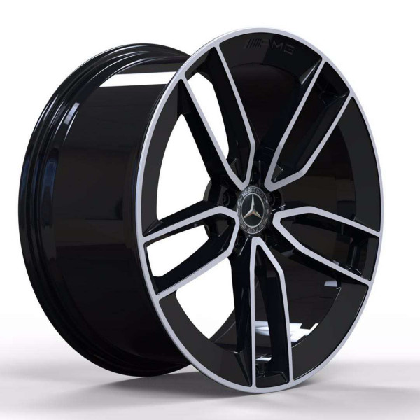 MR399B 9.5x23 5x112 ET45 DIA 66.6 Gloss black with Machined Face