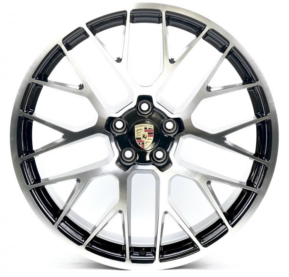 PR005 10x20 5x112 ET19 DIA 66.5 Gloss black with Machined Face