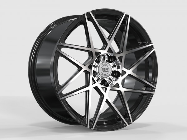 Ws 2107 9.5x19 5x114.3 ET52.5 DIA 70.5 Gloss black with Machined Face